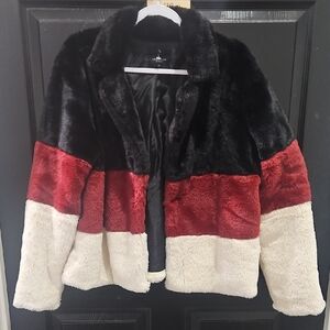 Stylish Black, Red, and Cream Women's Jacket